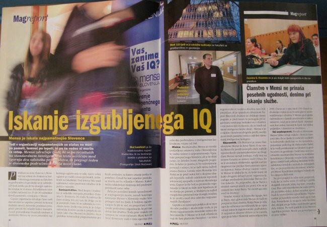 Mag report o Mensi in testiranju IQ v Ljubljani, 23.11.2007; str. 1, 2