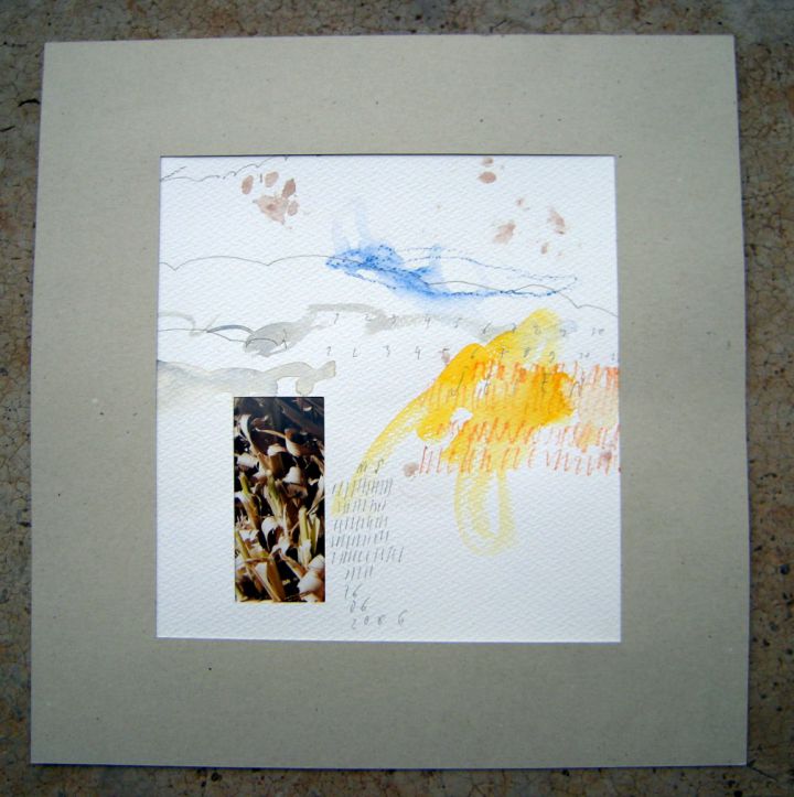 - jesen - akvarel + kolaž, 18,5 x 20 cm, 2006