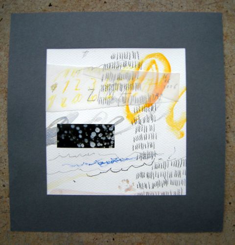 - zima - akvarel + kolaž, 18,5 x 20 cm, 2006