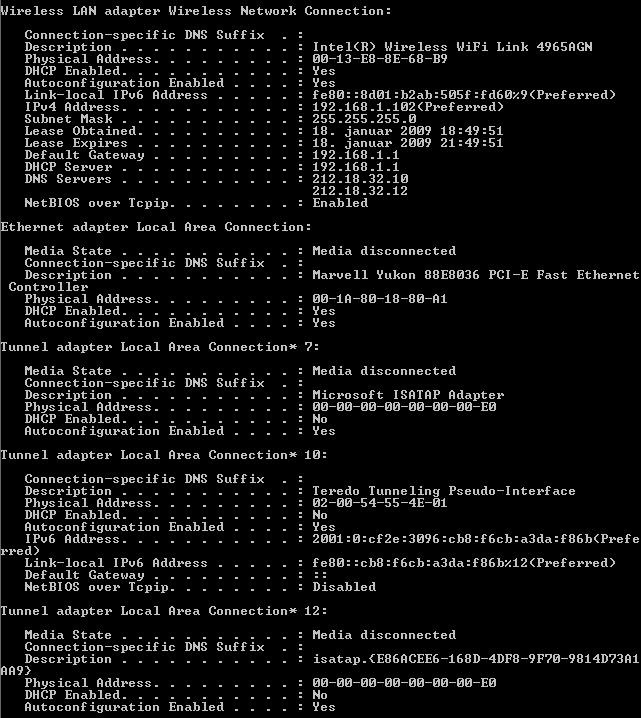 IPconfig - foto povečava