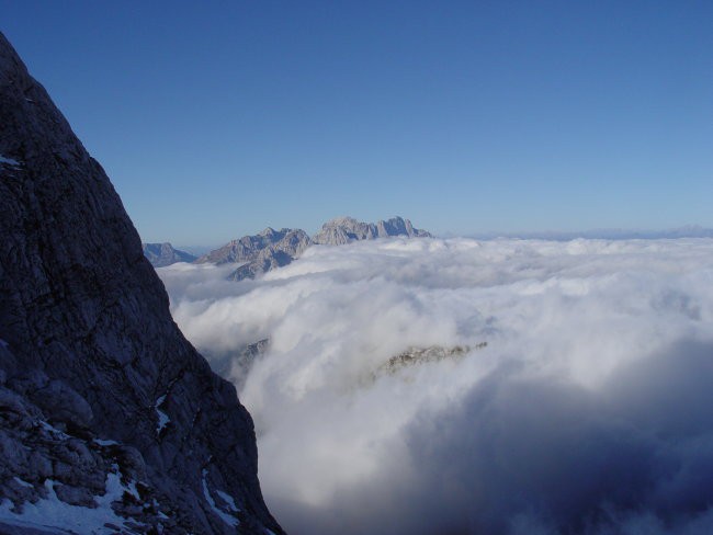 More fog. Montaž (W, Italy), second highest mountain in the Julian Alps.