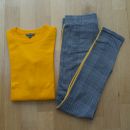 H&M karo podložene pajkice+oranžen pulover št. 11-12 let, 12 eur