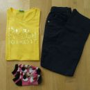 Komplet BOBOLI hlače,BENETTON majica+nogavičke Minnie 8 let; 5 eur