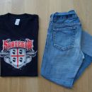 Komplet majica in 7-8 jeans hlače H&M št. 134 (8-9 let); 5 eur