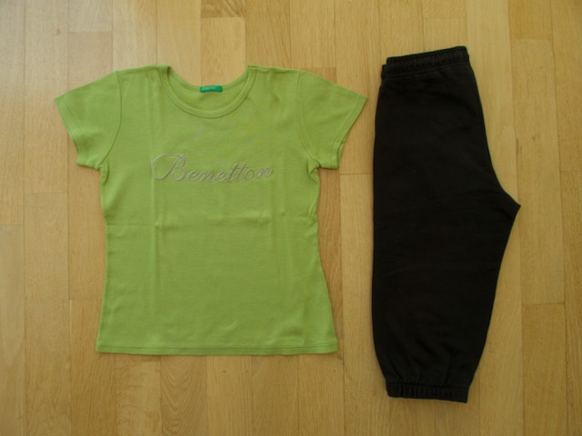 Komplet BENETTON majica in 3-4 bombažne hlače PUMA št. 128 (8 let); 5 eur