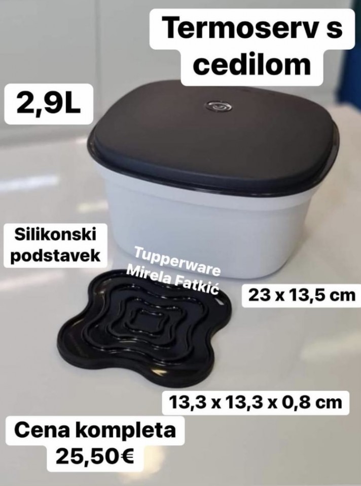 Termoserv posoda s cedilomin silikonski podst - foto povečava