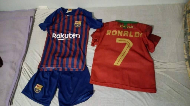 116-122-128 športna fantovska oblačila, majica in kratke hlače Messi in Ronaldo. Mb