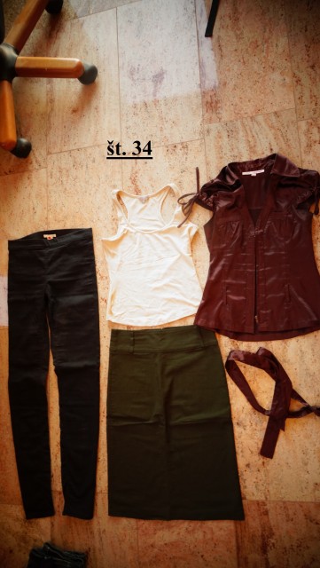 34 S ženska oblačila: majica, hlače, krilo 3€-kom