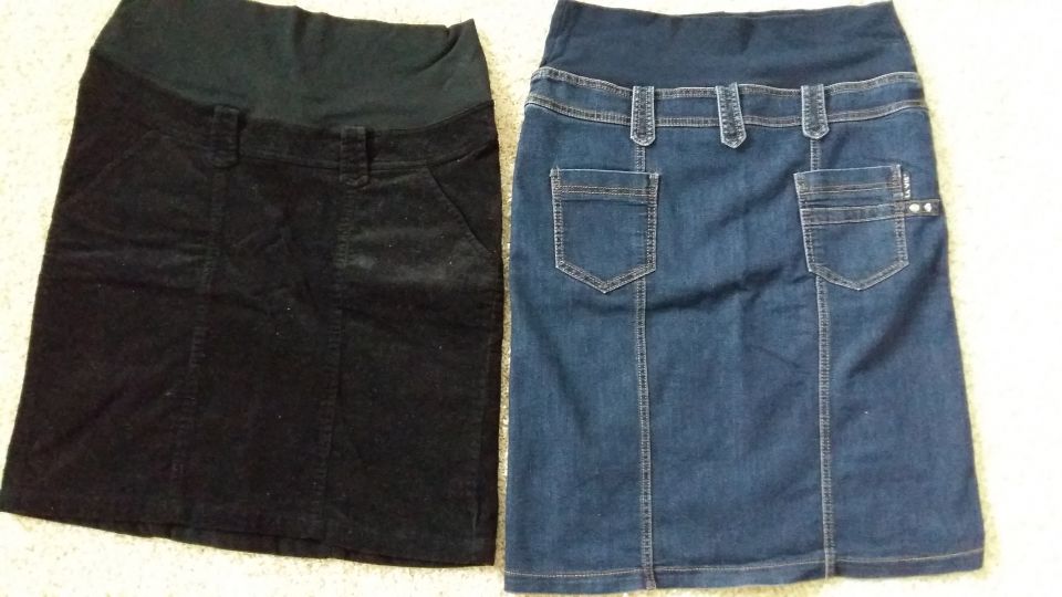 Črno žametno krilo (M) in jeans krilo (L) LA VIE