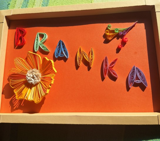 Quilling čestitke v okvirju - foto