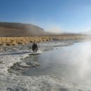Warm geyser in cold Bolivian's morning 