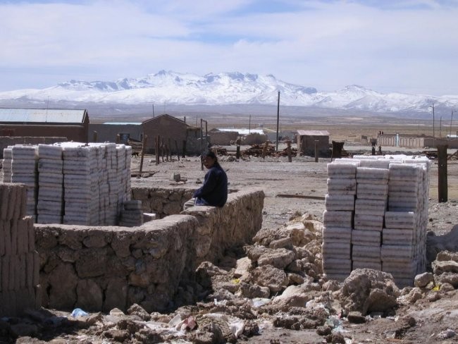 The Bolivians in a nerby village extract salt from the lake and dry it up in big salt oven