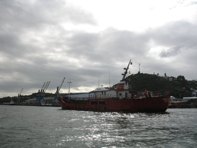 Fishing boat in port in Puerto Montt