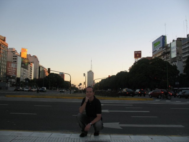 Me before the world's widest avenue in Buenos Aires