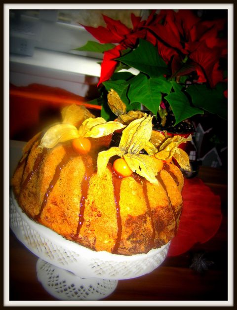 Marmorni kolač z mandarinami in fisalisom