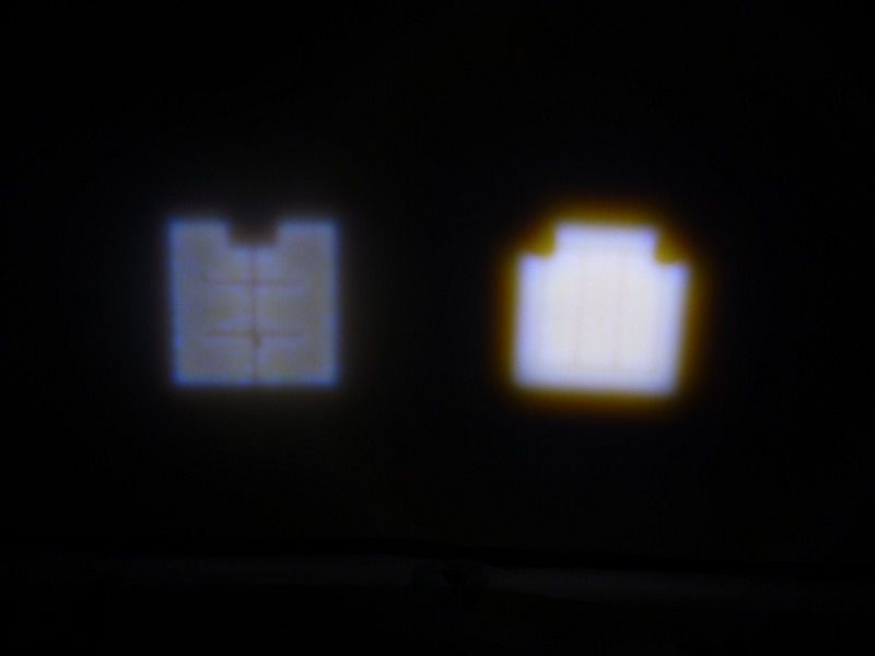 Throw beam comparation - high mode (Cree Q5 on right)