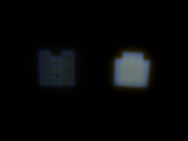 Throw beam comparation - low mode (Cree Q5 on right)