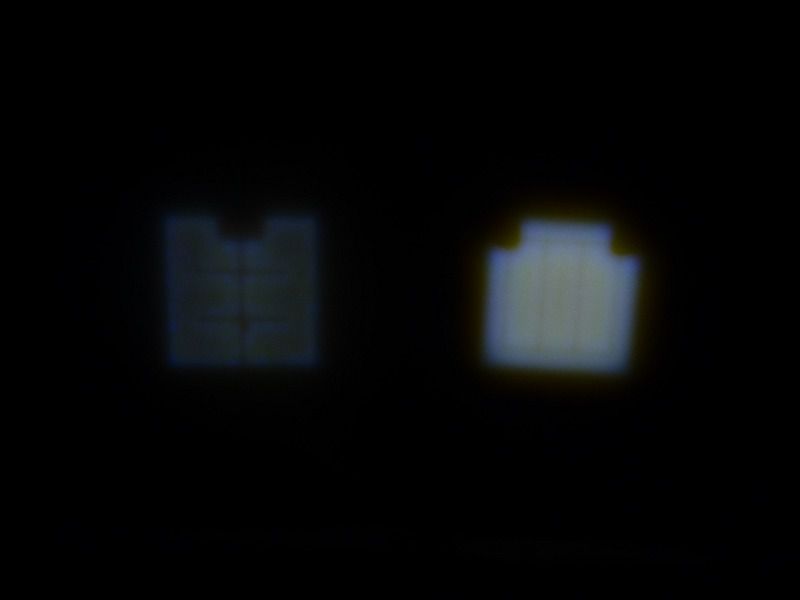 Throw beam comparation - low mode (Cree Q5 on right)